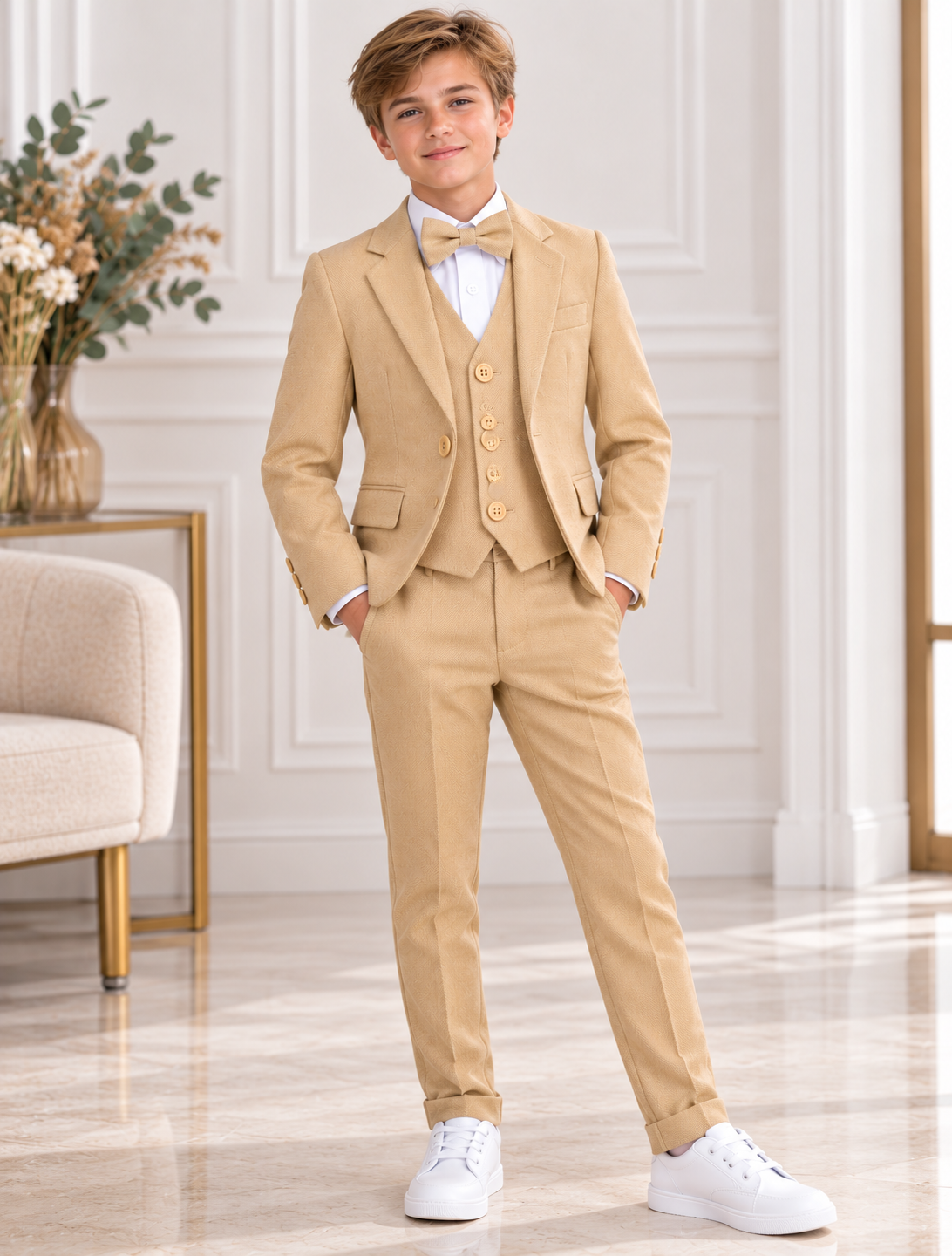 Costume garçon 3 pièces beige – Gilgavin