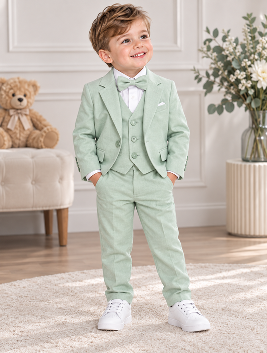 Costume garçon vert menthe – Élégance cérémonie
