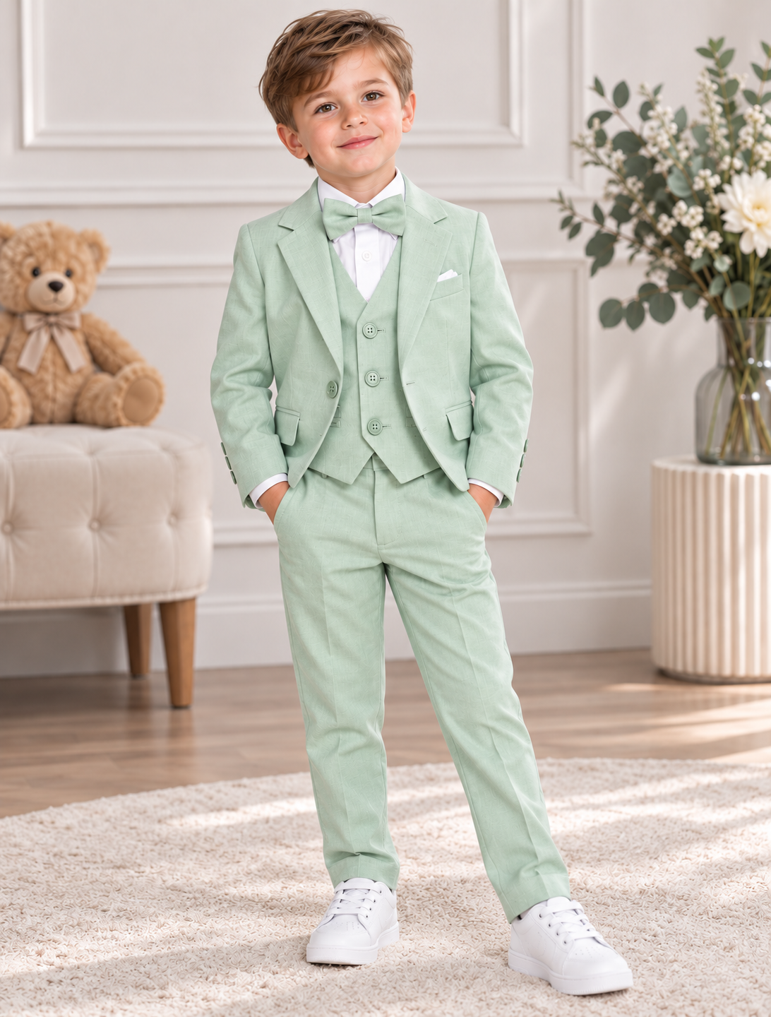 Costume garçon vert menthe – Élégance cérémonie