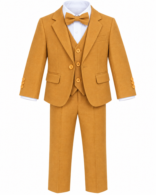 Costume garçon 3 pièces – Ocre / Moutarde